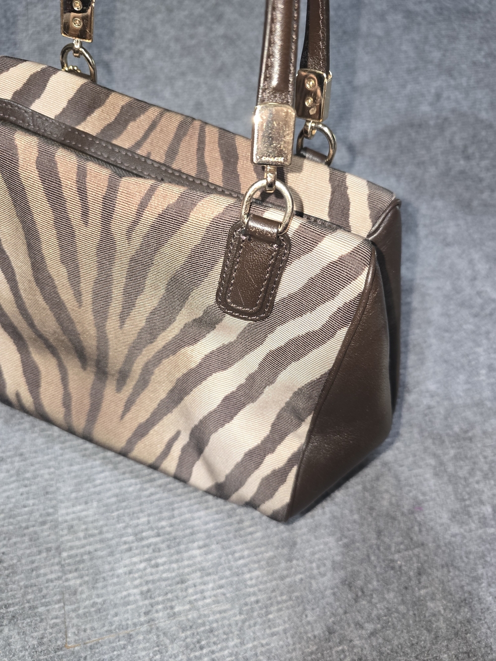 Coach Madison Madeline 26634 Zebra Print Brown Leather Satchel Crossbody Bag - Picture 5 of 16